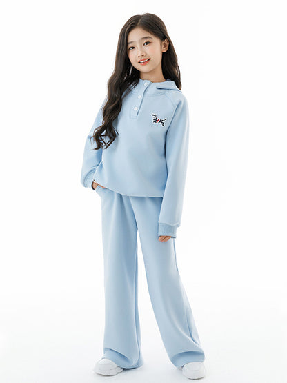 Arrival Autumn Kids Girls Long Sleeves Puppy Pattern Hoodie and Blue Pants Clothing Set