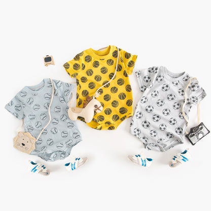 Summer New Arrival Baby Unisex Geometric Balls Print Short Sleeves Crew Neck Onesies