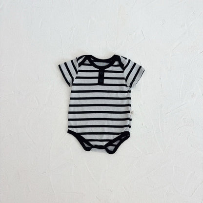 Summer Arrival Baby Unisex Casual Thin Striped Pattern Short Sleeves Onesies, MyKids-USA®, Baby One-Pieces, MyKids-USA - Size/Age - 66 (3-6M) - Color - Black -  -  - TR2504271603-A