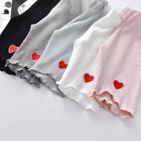 Summer Baby Girls Elastic Thin Breathable Heart Pattern Simple Cheap Pants