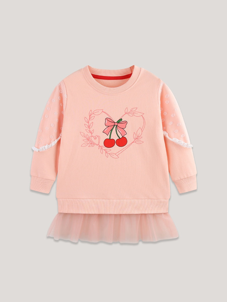 Autumn and Spring Arrival Cherry Cartoon Pattern Long Sleeves Sweatshirt for Stylish Girls