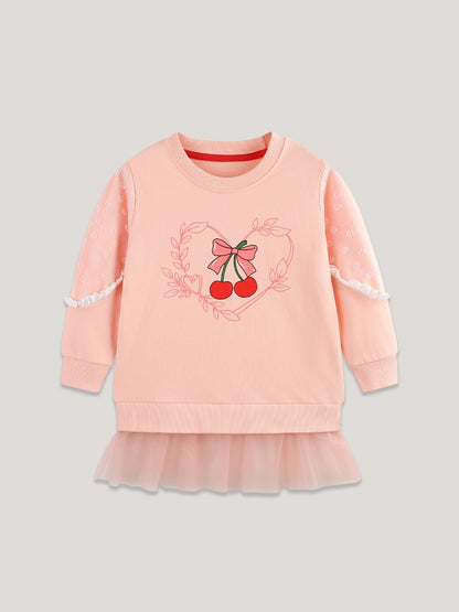Autumn and Spring Arrival Cherry Cartoon Pattern Long Sleeves Sweatshirt for Stylish Girls