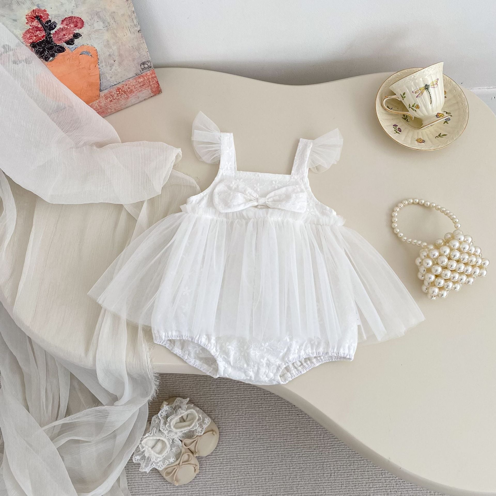 Design Summer Baby Kids Girls Sleeveless Solid Color Tulle Decorated Bodysuit, MyKids-USA®, Bodysuits, MyKids-USA -  -  -  -  -  -  - .