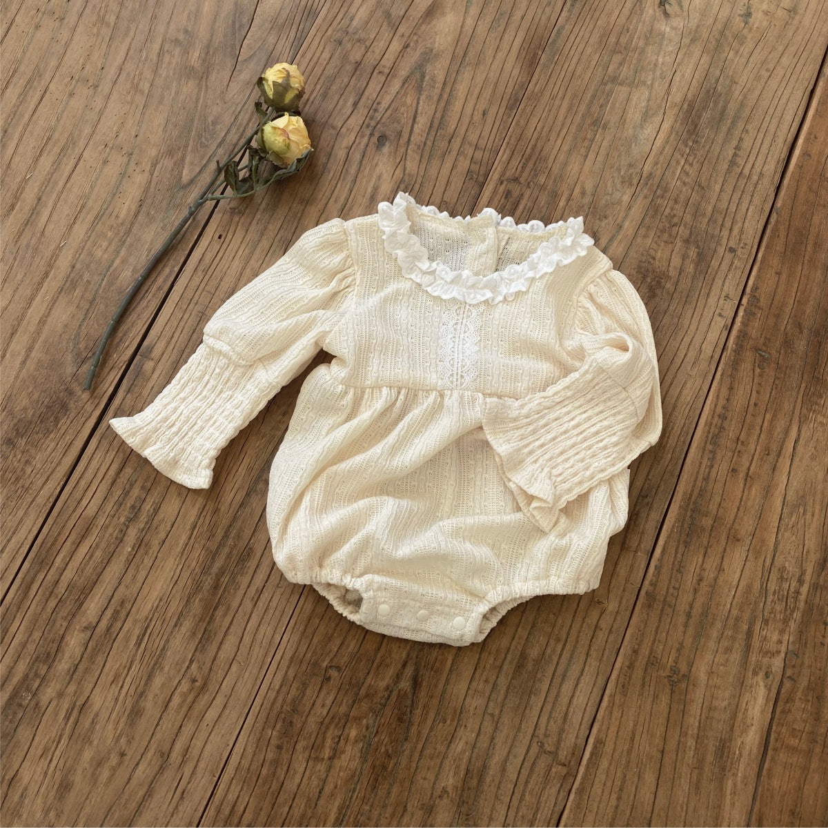 MyKids-USA® Autumn Vintage Lace Trim Baby Kids Girls Princess Long Sleeves Bodysuit