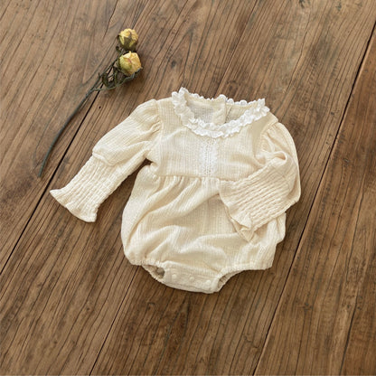 MyKids-USA® Autumn Vintage Lace Trim Baby Kids Girls Princess Long Sleeves Bodysuit