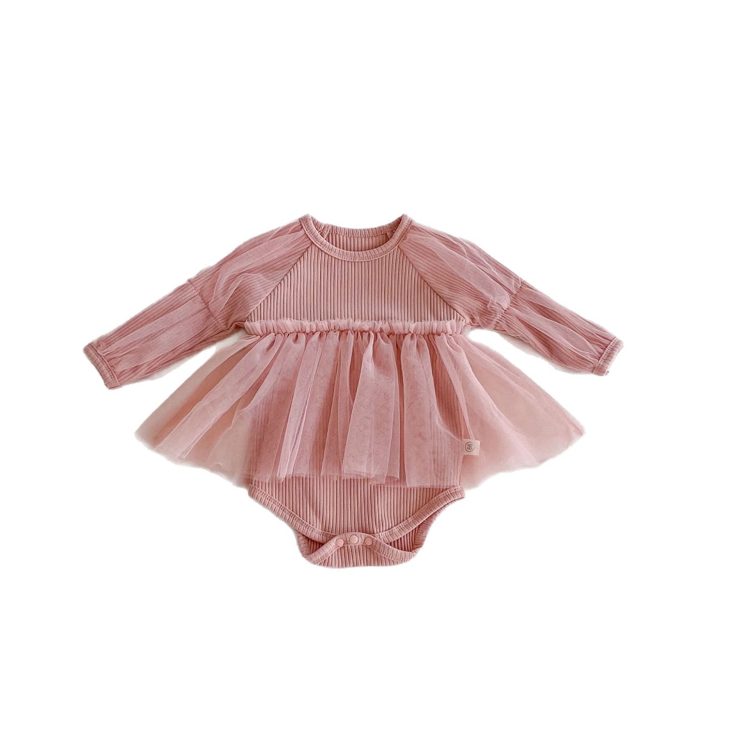 Autumn Arrival Baby Girls Long Sleeves Tulle Patchwork Solid Color Onesies, MyKids-USA®, Baby One-Pieces, MyKids-USA -  -  -  -  -  -  - 