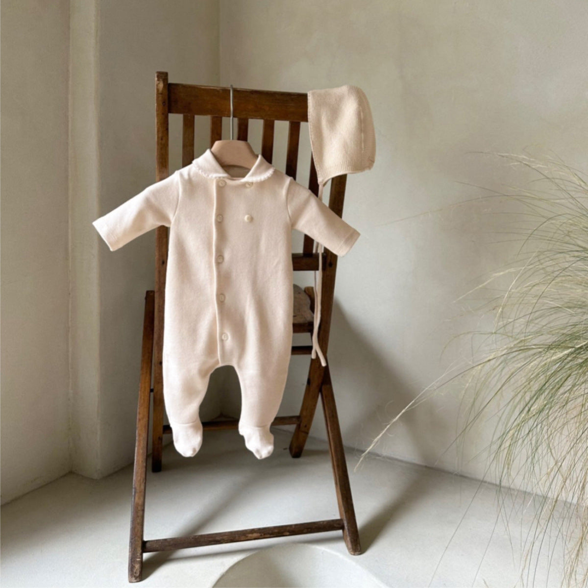 MyKids-USA® Autumn Hot Selling Baby Unisex Single Breasted Long Sleeves Plain Romper