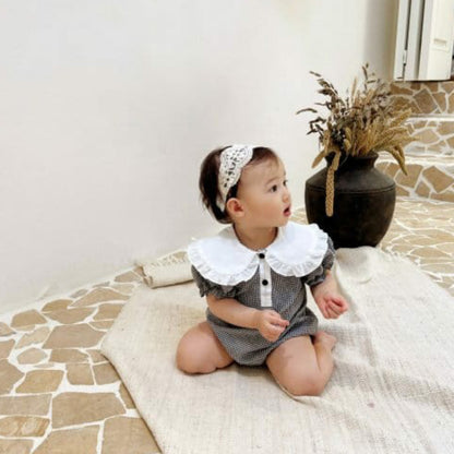 Summer Arrival Baby Girls Short Sleeves Color Patchwork Onesies with Collar, MyKids-USA®, Baby One-Pieces, MyKids-USA -  -  -  -  -  -  - 