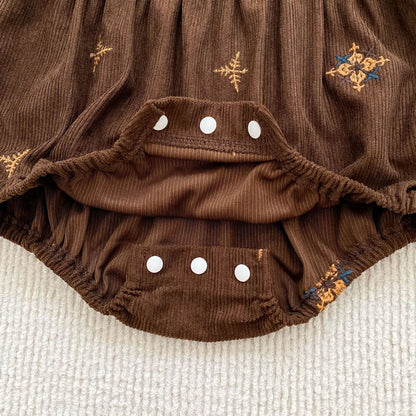MyKids-USA® Autumn Embroidery Pattern Baby Kids Girls Princess Long Sleeves Bodysuit