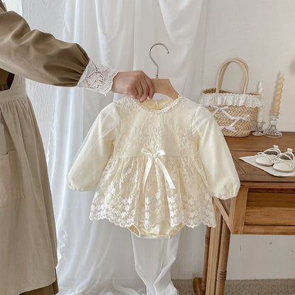 Autumn Arrival Baby Girls Long Sleeves Flowers Pattern Tulle Patchwork Onesies, MyKids-USA®, Baby & Toddler Dresses, MyKids-USA -  -  -  -  -  -  - 