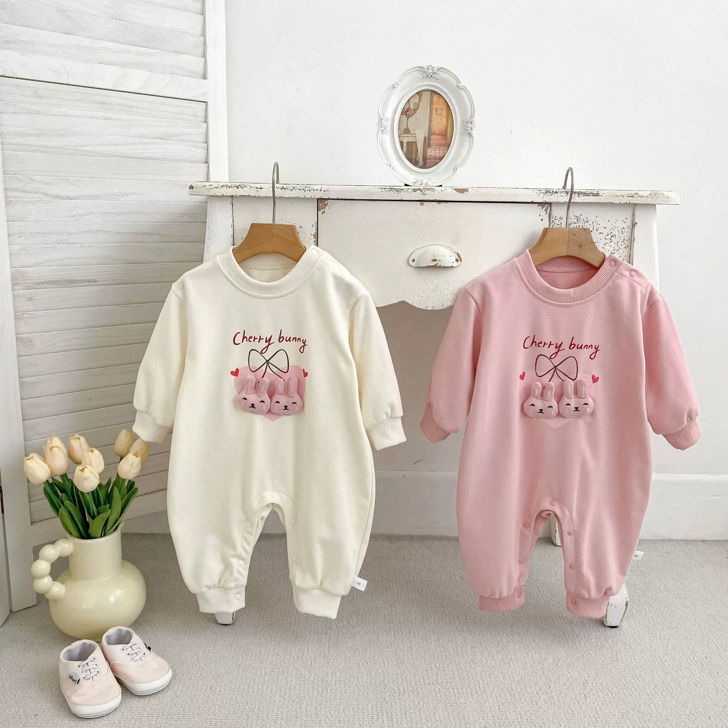 Autumn Arrival Baby Unisex Cartoon Long Sleeves Rabbits and Letters Pattern Rompers, MyKids-USA®, Baby One-Pieces, MyKids-USA -  -  -  -  -  -  - 