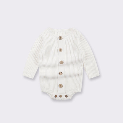Hot Selling Autumn Baby Kids Long Sleeves Solid Color Knitted Bodysuit