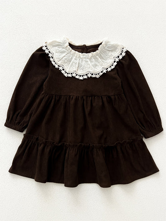 Spring and Autumn Corduroy Long-sleeved Dress with Lace Collar for Stylish Girls, MyKids-USA®, Baby & Toddler Dresses, MyKids-USA -  -  -  -  -  -  - .
