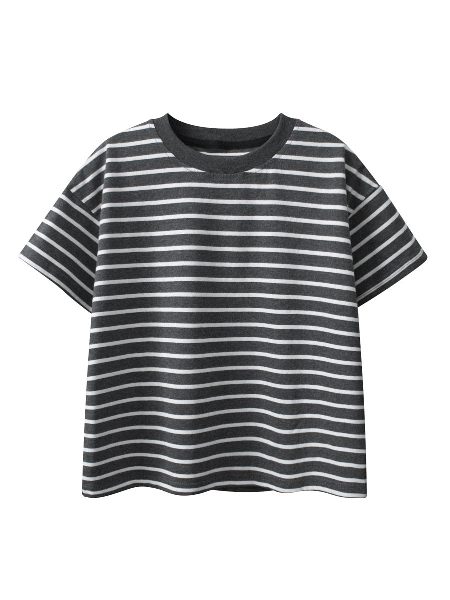 Arrival Children Boys’ Casual Striped Short Sleeves T-shirt in European and American Style for Summer, MyKids-USA®, Baby & Toddler Tops, MyKids-USA - Size/Age - 120 (5-7Y) - Color - Black -  -  - TR2501072320-A
