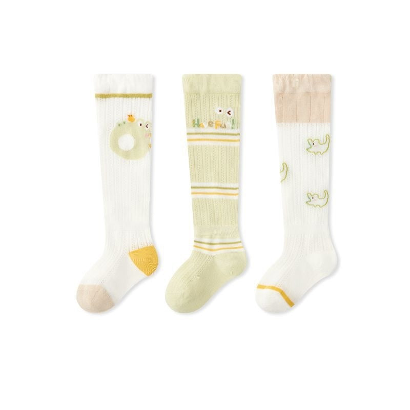 Autumn and Spring Baby Unisex Breathable Cute Cartoon Pattern Stockings 3-Pair Set, MyKids-USA®, Baby & Toddler Socks & Tights, MyKids-USA - Size/Age - XS (0-6M) - Color - Green -  -  - TR2602031139-D.
