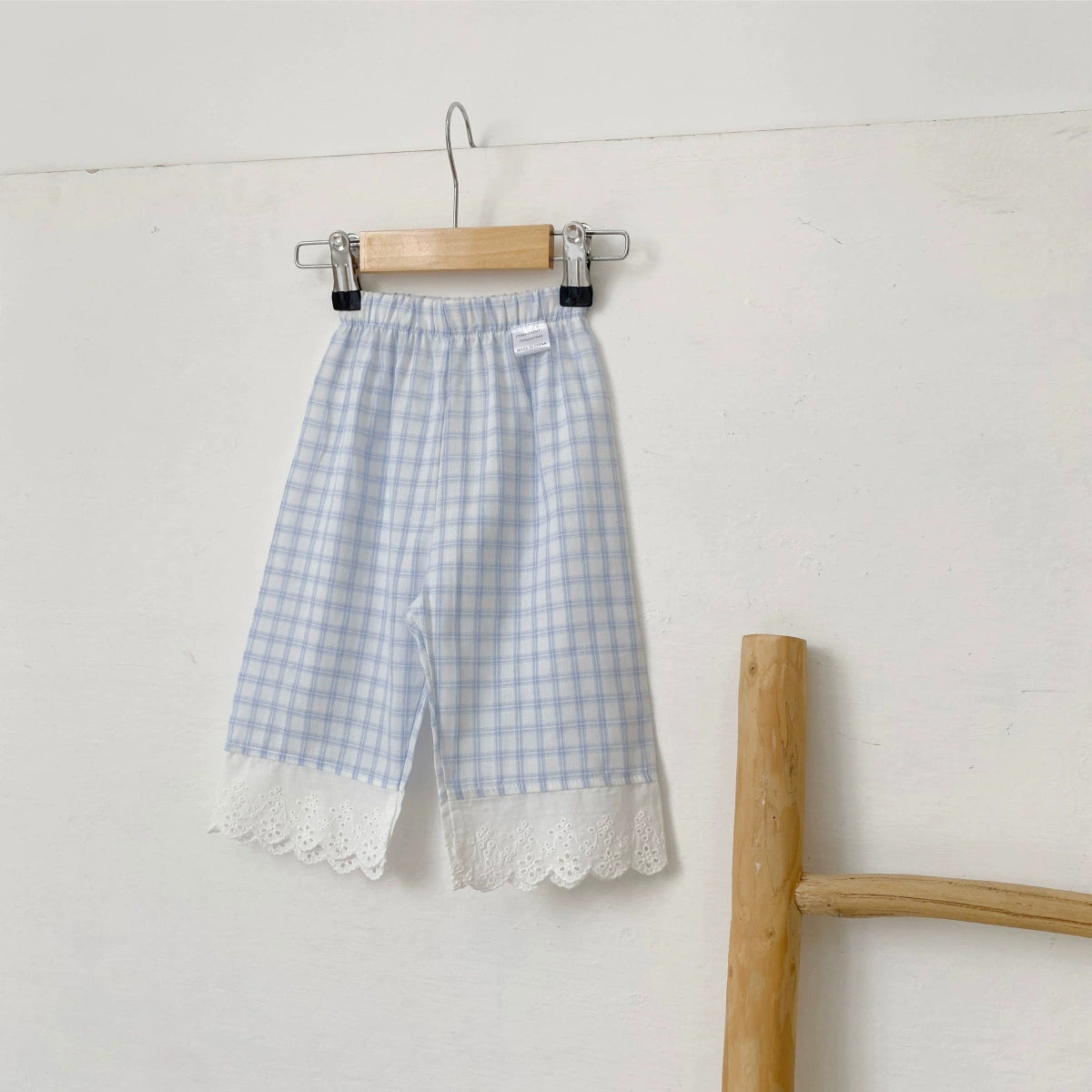 Summer Arrival Kids Girls Lace Decorated Plaid Pants, MyKids-USA®, Baby & Toddler Bottoms, MyKids-USA - Size/Age - 73 (6-9M) - Color - Blue -  -  - TR2506292039-B