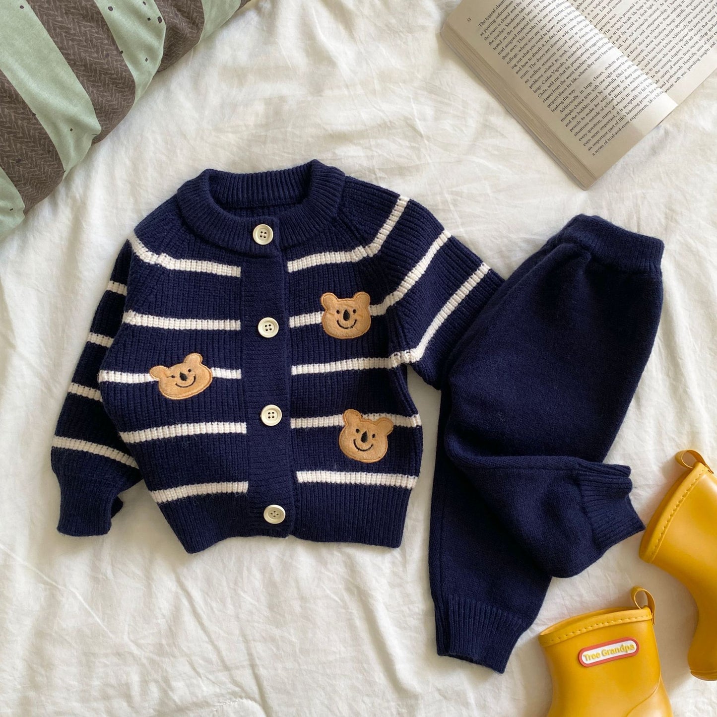 Autumn and Winter Arrival Baby Kids Unisex Teddy Bears Pattern Long Sleeves Casual Cardigan, MyKids-USA®, Cardigans, MyKids-USA - Size/Age - 66 (3-6M) - Color - Navy Blue (Dark Blue) -  -  - TR2509302357-C