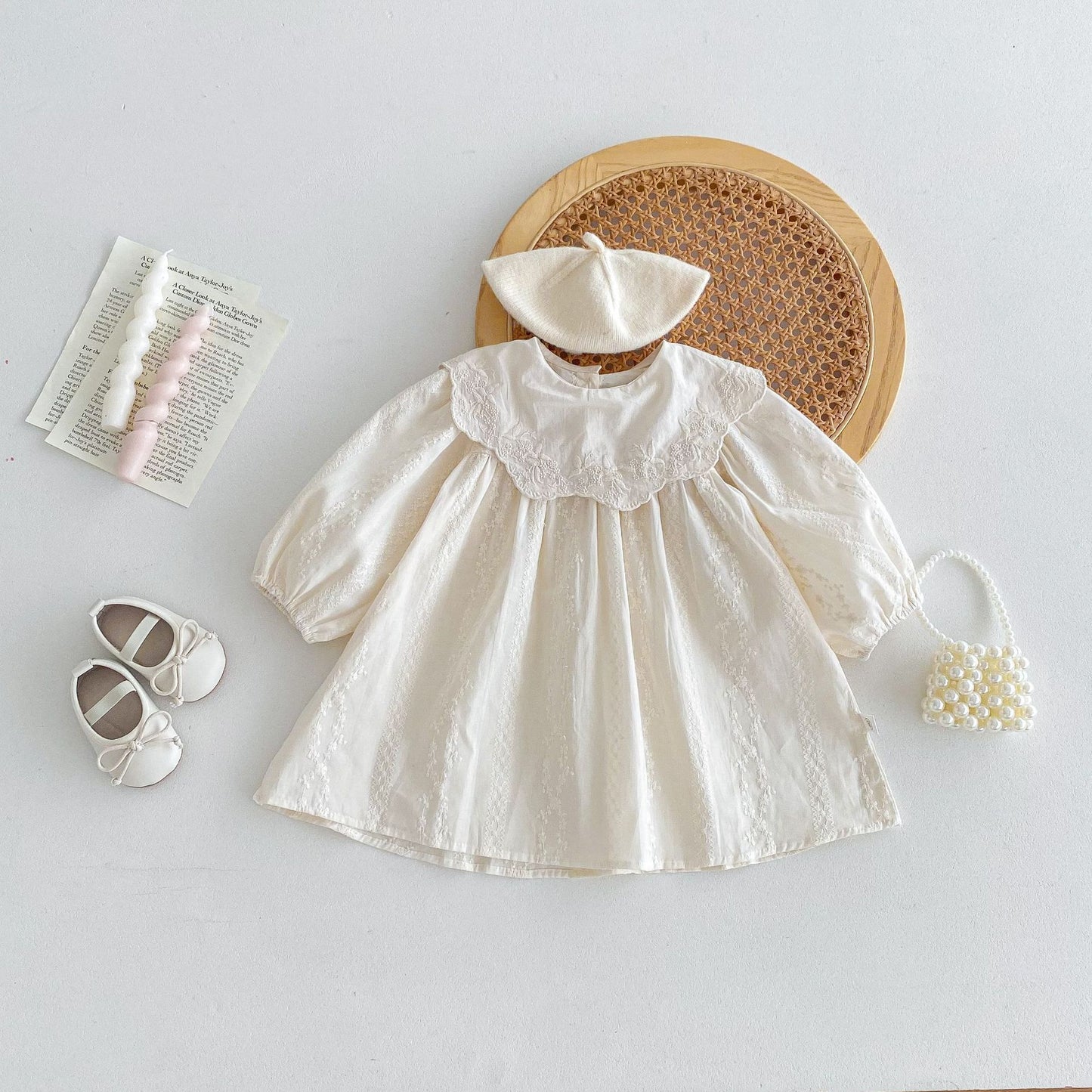 Autumn Baby Girls Flowers Embroidered Pattern Long-sleeved Onesies and Dress – Princess Sister Matching Set, MyKids-USA®, Baby & Toddler Outfits, MyKids-USA - Size/Age - 66 (3-6M) - Color - Beige -  -  - TR2509142318-B