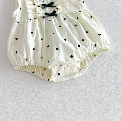 Summer Arrival Baby Girls Sleeveless Dots Pattern Bodysuit
