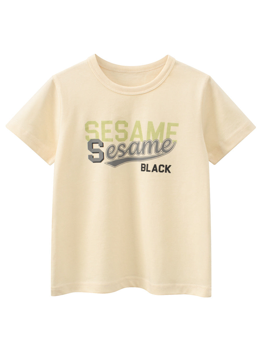 Summer Boys’ Letters Pattern Apricot T-shirt in European and American Style, MyKids-USA®, T-Shirts, MyKids-USA -  -  -  -  -  -  - .