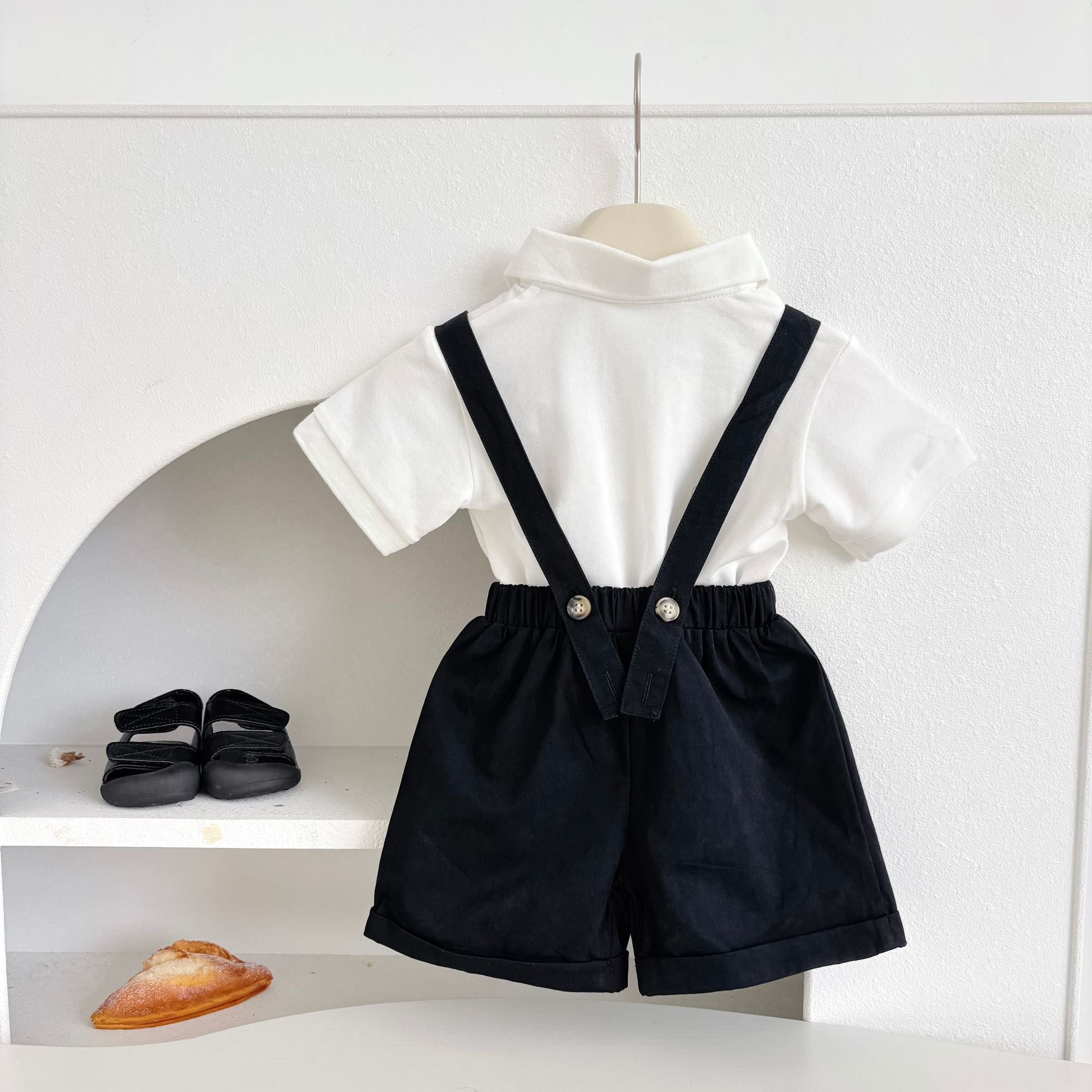 Summer Hot Selling Baby Kids Boys Sleeveless Black Strap Overalls and White Polo Shirt Clothing Set, MyKids-USA®, Baby & Toddler Outfits, MyKids-USA -  -  -  -  -  -  - 