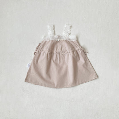 Summer Arrival Baby Girls Sleeveless Lace Strap Dress