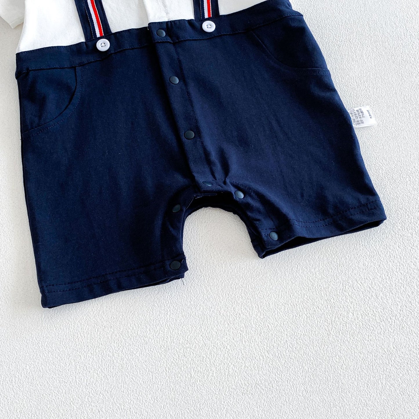 Summer Arrival Baby Boys Short Sleeves Color Patchwork Rompers Bodysuits