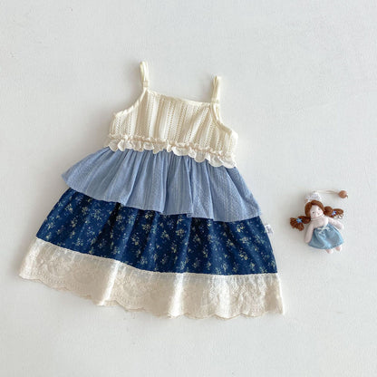 Summer Arrival Baby Girls Sleeveless Flowers Pattern Color Patchwork Dress, MyKids-USA®, Baby & Toddler Dresses, MyKids-USA -  -  -  -  -  -  - .