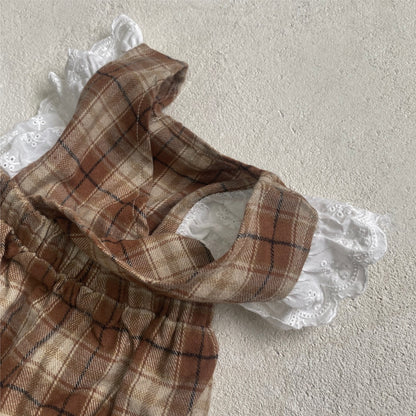 Autumn and Spring Arrival Baby Girls Plaid Pattern Sleeveless V Neck Bodysuit, MyKids-USA®, Bodysuits, MyKids-USA -  -  -  -  -  -  - .