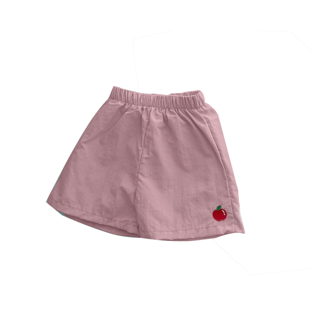 Baby Fruit Embroidered Pattern Summer Beach Comfy Shorts