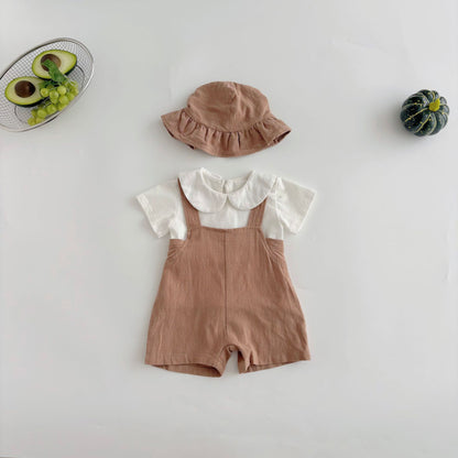 Summer Hot Selling Baby Kids Unisex Sleeveless Simple Plain Strap Rompers Overalls and White T-Shirt Clothing Set, MyKids-USA®, Baby & Toddler Outfits, MyKids-USA - Size/Age - 73 (6-9M) - Color - Orange -  -  - TR2505301038-B