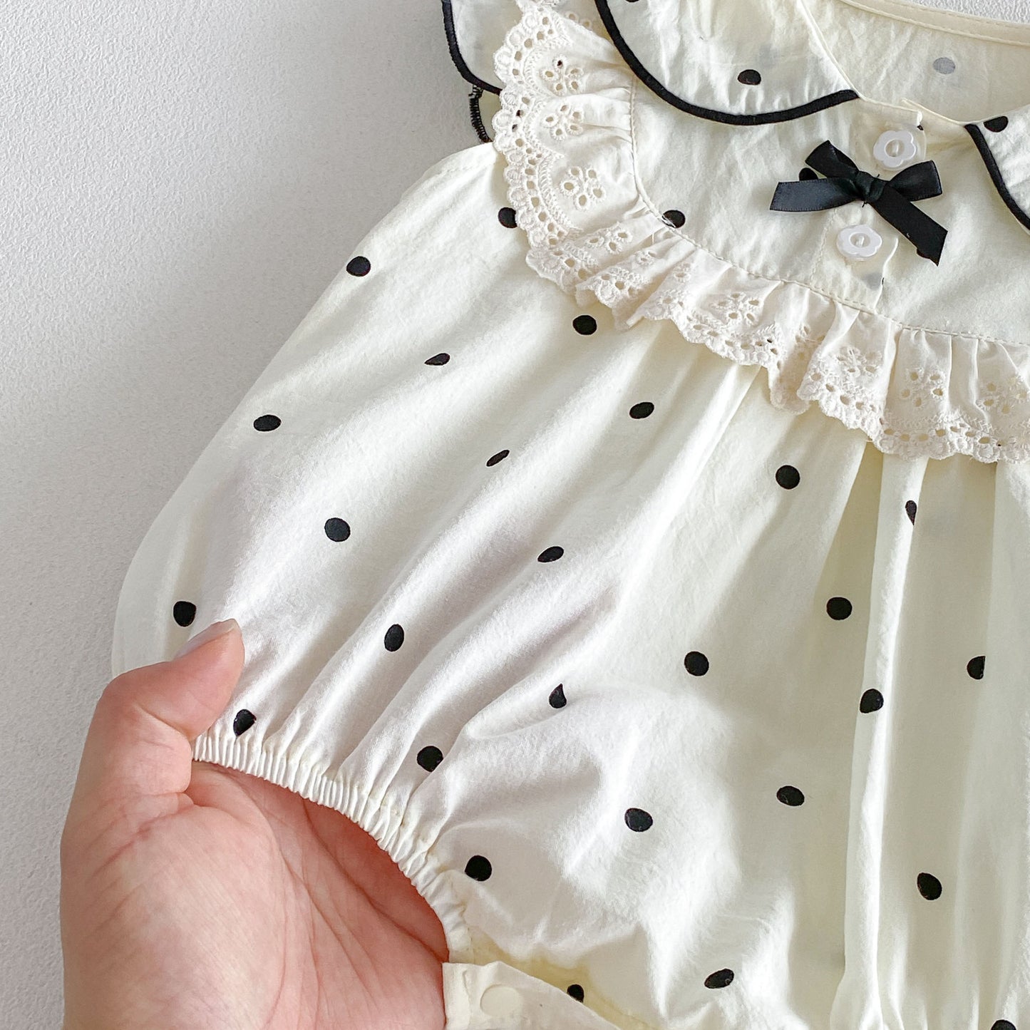 Design Summer Baby Kids Girls Fly Sleeves Dots Pattern Bodysuit