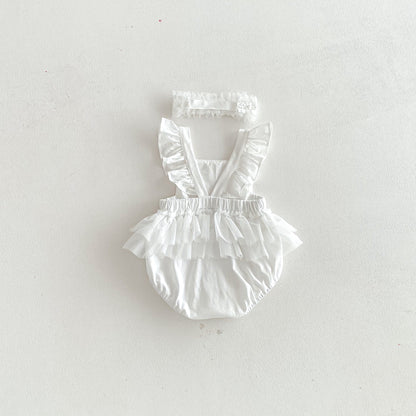 Summer Arrival Baby Girls Sleeveless Flowers Lace Embroidered Pattern Strap Bodysuit, MyKids-USA®, Bodysuits, MyKids-USA -  -  -  -  -  -  - .
