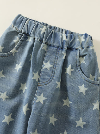 MyKids-USA® Arrival Autumn Girls Stars Pattern Jeans