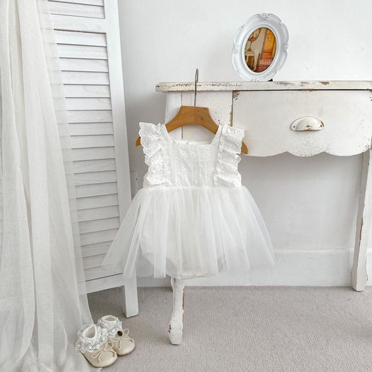 Summer Girls Flower-Embroidered And Hollow Out Strap White Onesies Dress, MyKids-USA®, Baby & Toddler Dresses, MyKids-USA -  -  -  -  -  -  - 