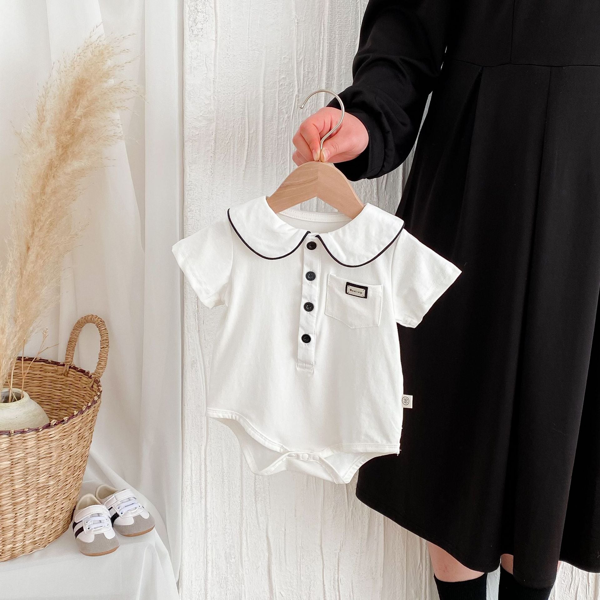 Summer Arrival Baby Unisex Color Patchwork Short Sleeves Onesies, MyKids-USA®, Baby One-Pieces, MyKids-USA - Size/Age - 66 (3-6M) - Color - White -  -  - TR2506141135-A