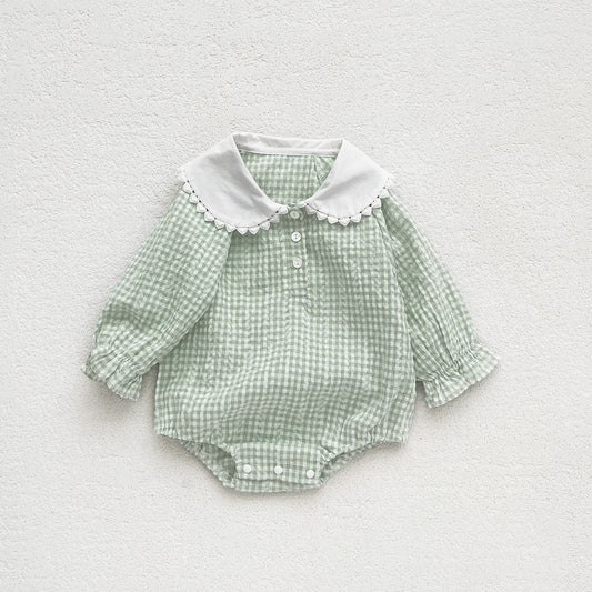 Spring Arrival Baby Girls Green Plaid Onesie, MyKids-USA®, Baby One-Pieces, MyKids-USA - Size/Age - 66 (3-6M) - Color - Green -  -  - TR2403091722-A