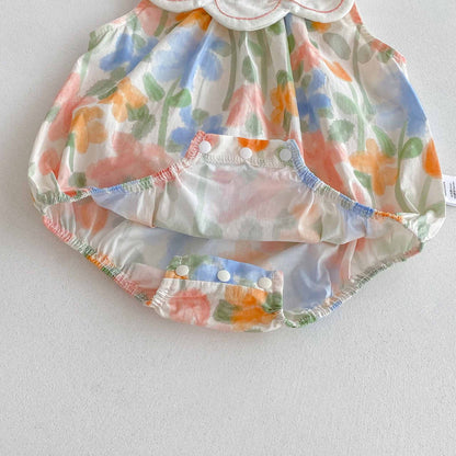 Summer Arrival Baby Girls Cute Sleeveless Colorful Flowers Pattern Onesies with Collar, MyKids-USA®, Baby One-Pieces, MyKids-USA -  -  -  -  -  -  - 