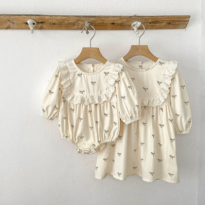 Autumn Baby Girls Butterfly-bow Pattern Long-sleeved Onesies and Dress – Princess Sister Matching Set, MyKids-USA®, Baby & Toddler Outfits, MyKids-USA -  -  -  -  -  -  - 