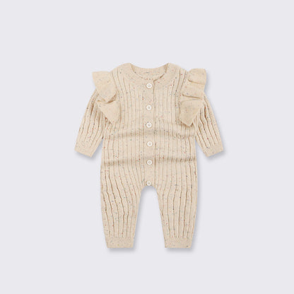 Hot Selling Autumn Baby Kids Long Sleeves Dots Pattern Single Breasted Knitted Rompers