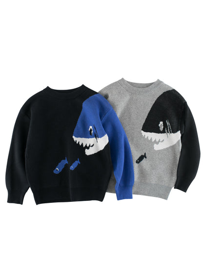 Baby Boy Kids Fish and Shark Pattern Crew Neck Long Sleeves Knitwear Pullover, MyKids-USA®, Baby & Toddler Outerwear, MyKids-USA -  -  -  -  -  -  - 