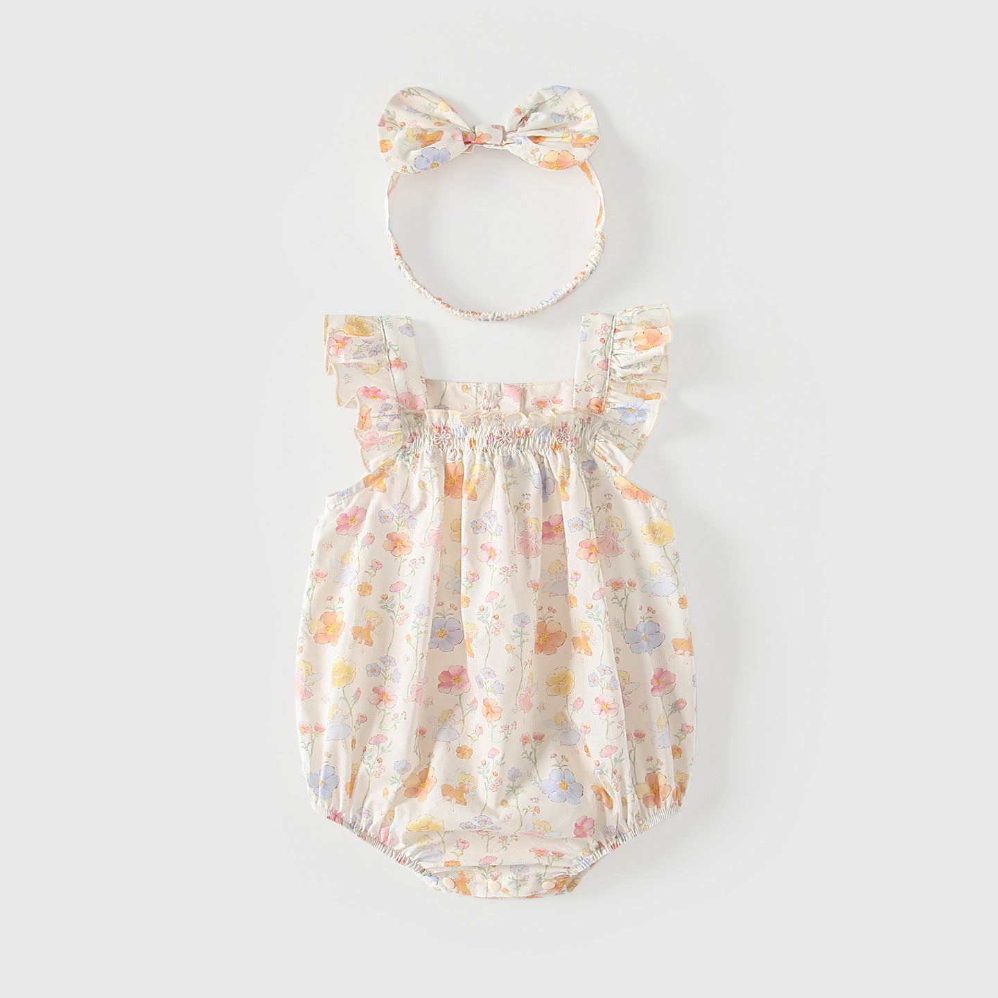Summer Arrival Baby Girls Sleeveless Floral Pattern Bodysuits