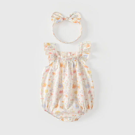 Summer Arrival Baby Girls Sleeveless Floral Pattern Bodysuits, MyKids-USA®, Baby & Children's One-Pieces, MyKids-USA - Size/Age - 66 (3-6M) - Color - Light Pink -  -  - TR2605062005-A.