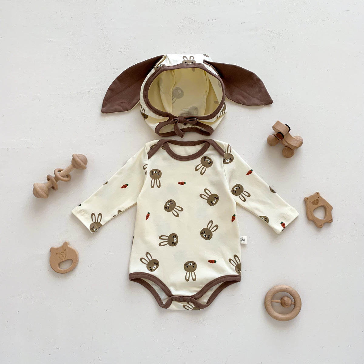 Autumn Arrival Baby Unisex Long Sleeves Cute Rabbits Pattern Onesies, MyKids-USA®, Bodysuits, MyKids-USA - Size/Age - 66 (3-6M) - Color - Apricot -  -  - TR2511122251-A