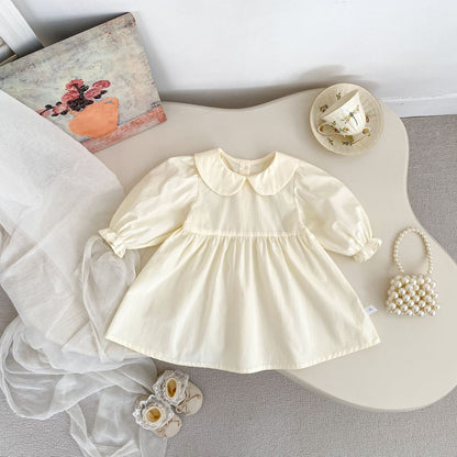 MyKids-USA® Arrival Autumn Baby Kids Girls Long Sleeves Apricot Dress and Flowers Embroidered Sleeveless Dress Clothing Set