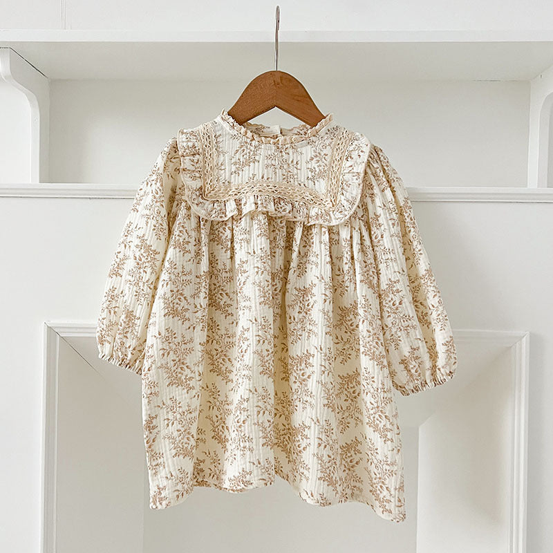 Spring Baby Girls French-style Floral Long-sleeved Onesies and Dress – Princess Sister Matching Set, MyKids-USA®, Baby & Toddler Outfits, MyKids-USA - Size/Age - 66 (3-6M) - Color - Apricot -  -  - TR2501012233-B