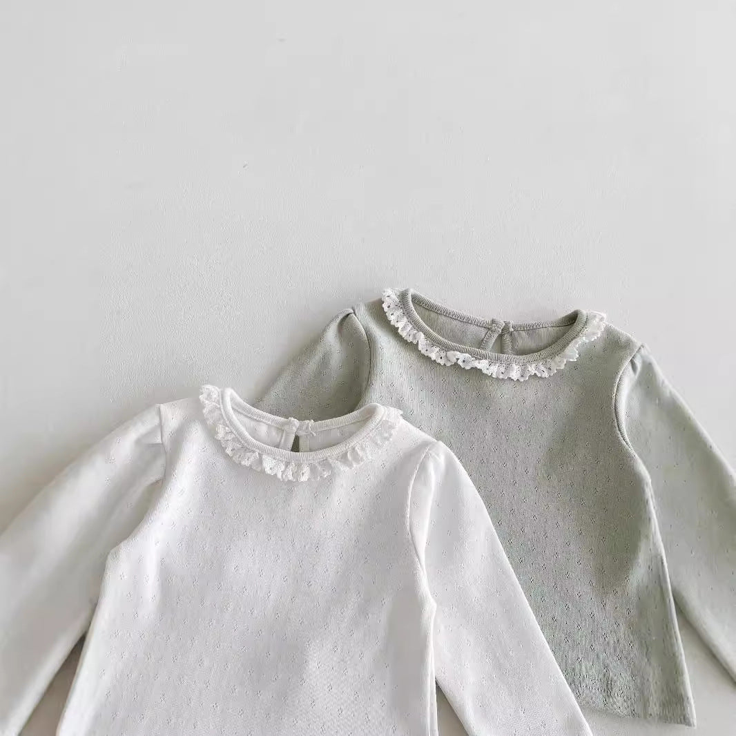Autumn Arrival Baby Girls Hollow-out Pattern Long Sleeves Top with Collar, MyKids-USA®, Baby & Toddler Tops, MyKids-USA -  -  -  -  -  -  - 