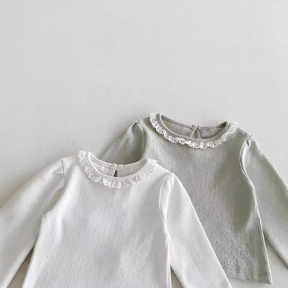 Autumn Arrival Baby Girls Hollow-out Pattern Long Sleeves Top with Collar, MyKids-USA®, Baby & Toddler Tops, MyKids-USA -  -  -  -  -  -  - 