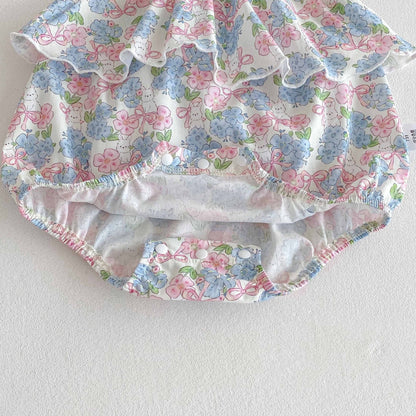 Summer Arrival Baby Girls Cute Floral Sleeveless Ruffle Design Onesies, MyKids-USA®, Baby One-Pieces, MyKids-USA -  -  -  -  -  -  - 