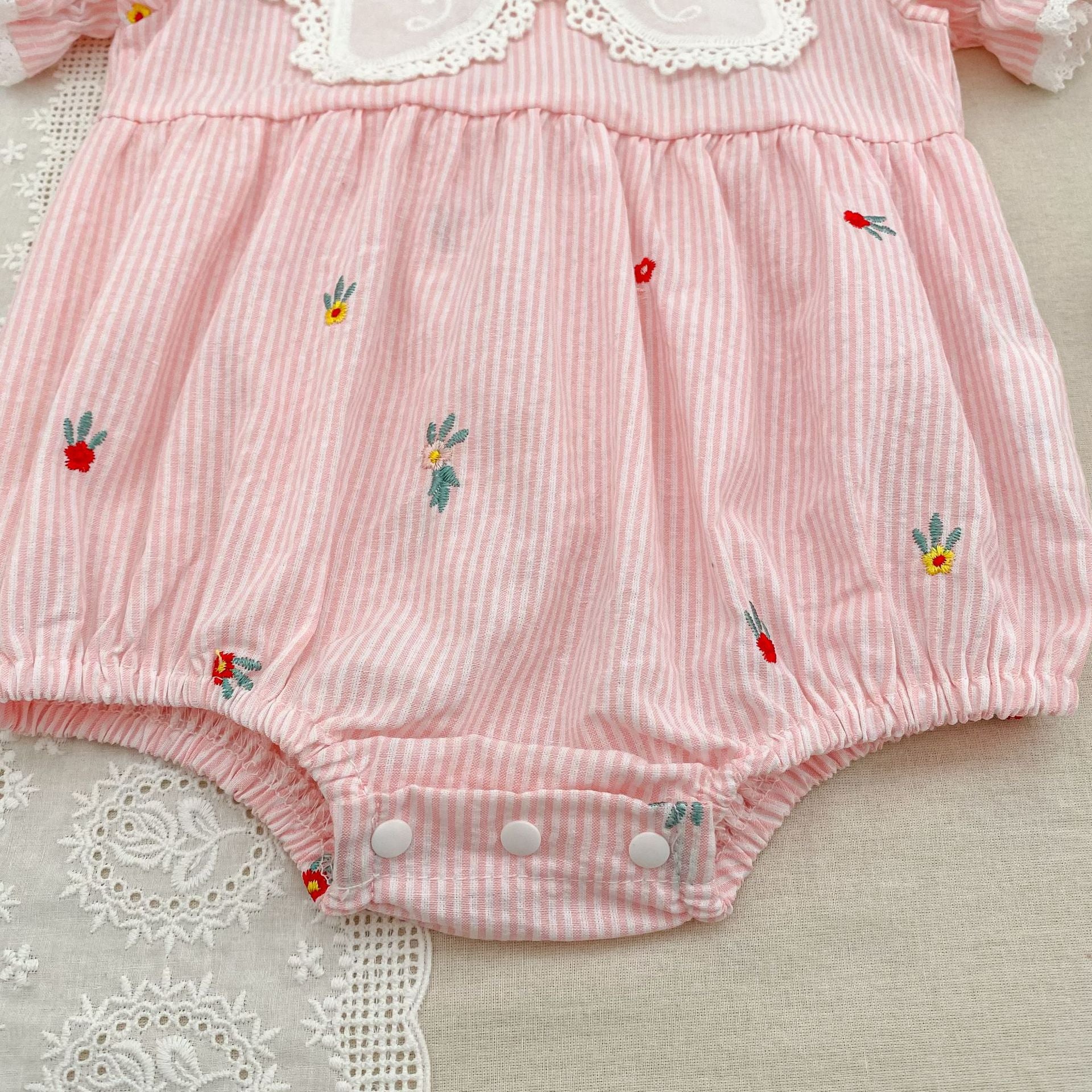 Summer Girls Flowers Pattern Embroidered Short Sleeves Onesies and Dress – Princess Sister Matching Set, MyKids-USA®, Baby & Children's One-Pieces, MyKids-USA -  -  -  -  -  -  - .